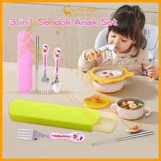 LAKOE Sendok Set Anak Karakter Kartun Stainless Steel Sendok Garpu Makan Anak Set Peralatan Makan Set Anak