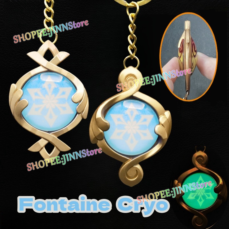Jinn - Fontaine Ousia Pneuma Vision พวงกุญแจ GENSHIN IMPACT Ousia Vision พวงกุญแจ GENSHIN Fontaine อุปกรณ์เสริม พวงกุญแจเรืองแสง ของขวัญวันเกิด