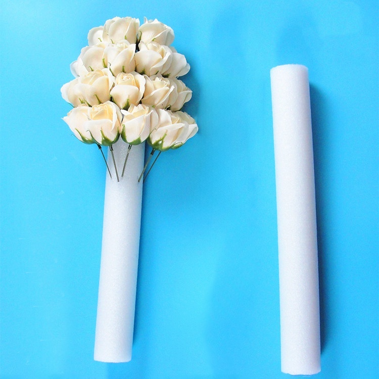 แท่งโฟมผ้าฝ้าย ประดับไข่มุก และดอกไม้ ขนาด 60 ซม. สีขาว สําหรับตกแต่ง