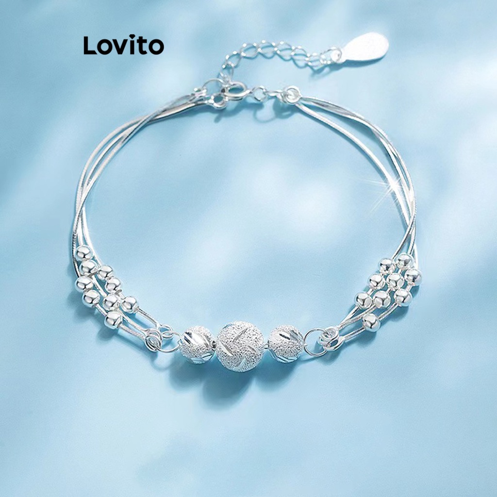 Lovito สร้อยข้อมือผู้หญิง รูปดอกไม้ สไตล์ลำลอง LFA13109