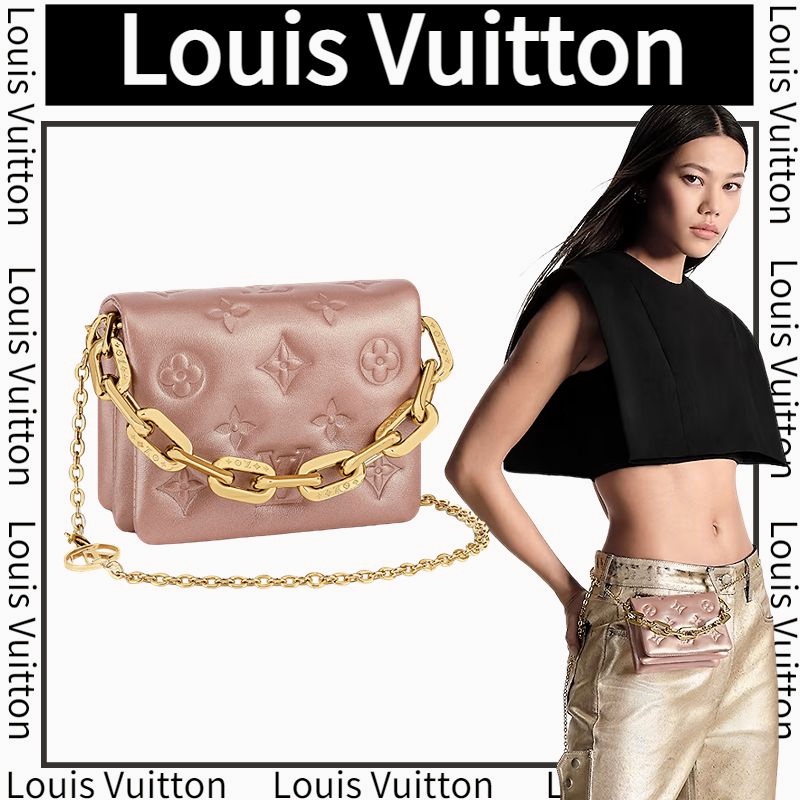 หลุยส์ วิตตอง  Louis Vuitton กระเป๋าถือbeltbagcoussin/กระเป๋าผู้หญิง/กระเป๋าmessenger/สไตล์ล่าสุด/ตัวแทนจัดซื้อแท้