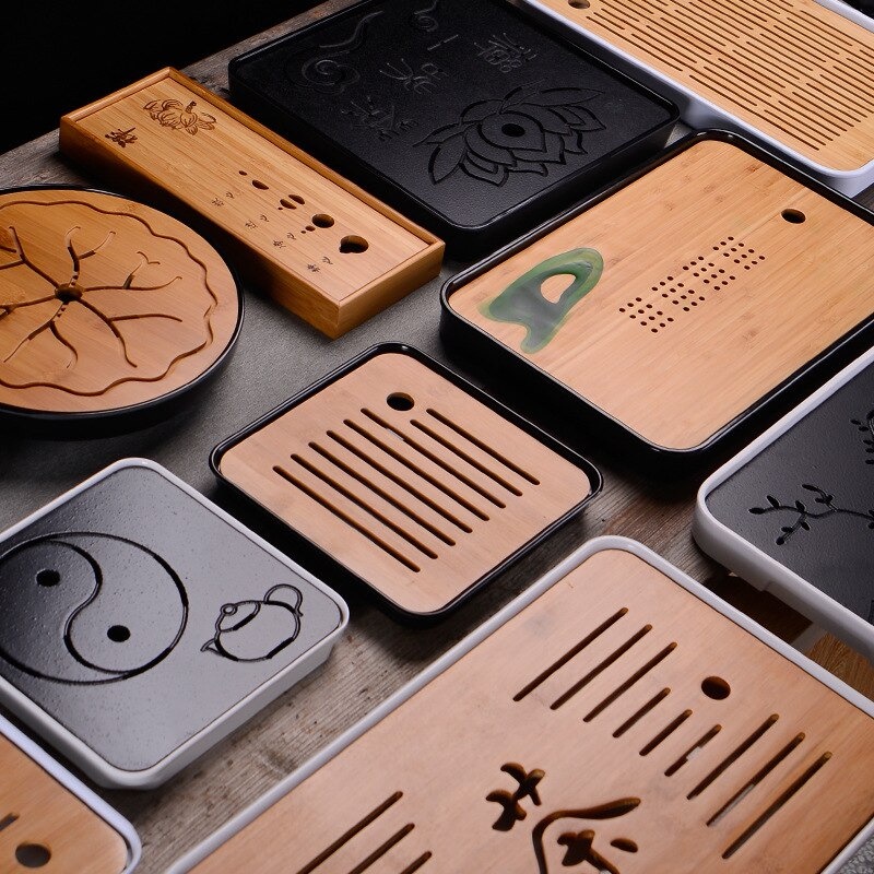 ถาดชาไม้ไผ่สําหรับเครื่องดื่มและของว่าง - NLSASSI Tea & Coffee Coaster ถาดชาไม้ไผ่จีน - NL27