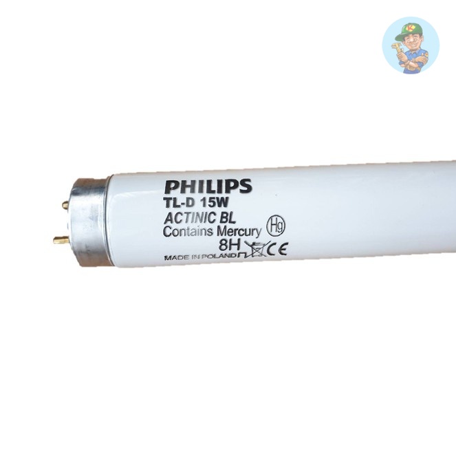 ⚙️ หลอดไฟดักแมลง Black Light UVA 15วัตต์  TL-D15/BL หลอดไฟล่อแมลง หลอดดักแมลง ยี่ห้อ ฟิลิปส์ PHILIPS
