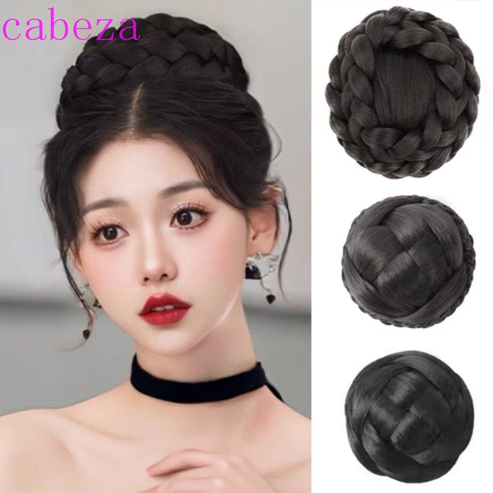 Cabeza มวยปลอม ธรรมชาติ สีดํา ย้อนยุค โดนัท ลูกกลิ้ง แฮร์พีซ ทนความร้อน ไฟเบอร์ เครื่องประดับผม ต่อผม ผู้หญิง เจ้าสาว แฮร์พีซ