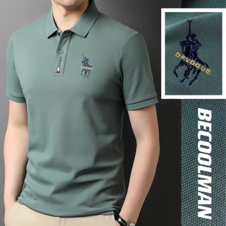 BeCoolMan🍃แขนสั้นผู้ชายเสื้อโปโลธุรกิจสบาย ๆงานปักละเอียดระดับไฮเอนด์ผ้าใส่สบายราคาถูกมีห้าสีให้เลือก
