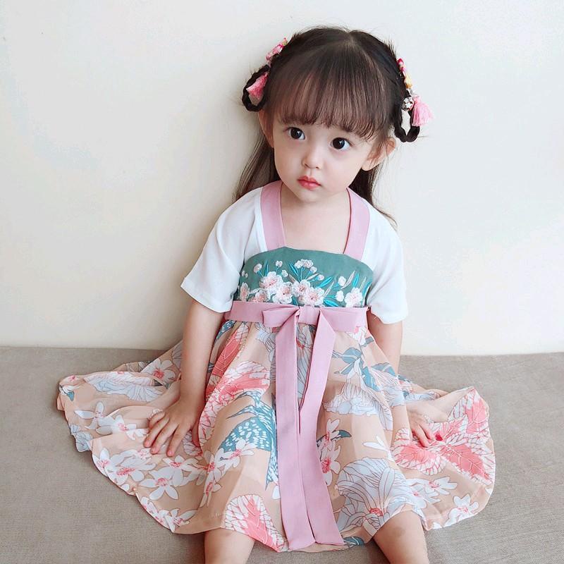 ชุดเดรสสไตล์เจ้าหญิงจีน คอวีปักลาย สไตล์ฮั่นฟู่ ผ้าดีใส่สบาย