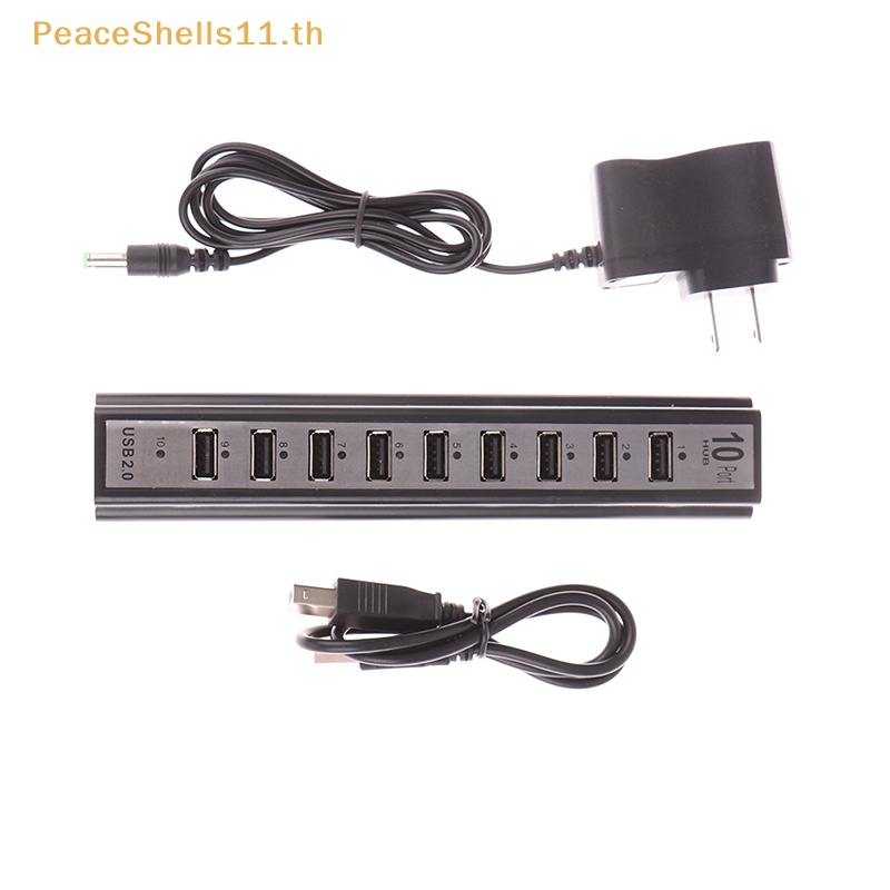 Peaceshells อะแดปเตอร์ฮับชาร์จ Usb 10 พอร์ต สําหรับ Pc Laptop TH