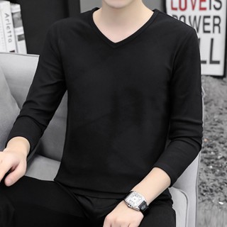 Vintlook ผู้ชายคอวี Slim-Fit เสื้อยืดแขนยาวลําลองอเนกประสงค์…