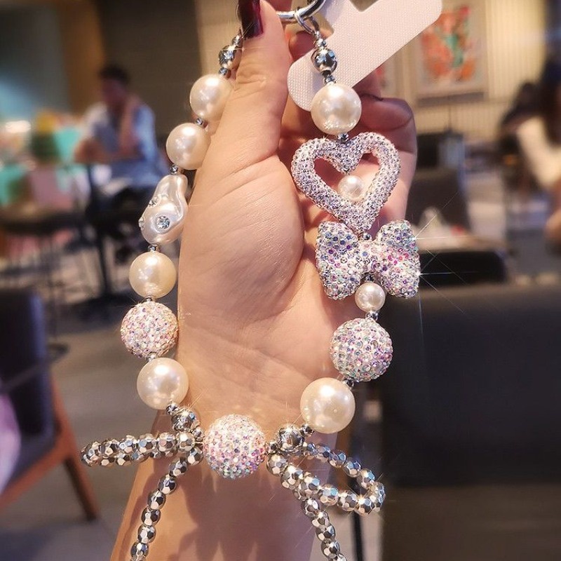 สร้อยข้อมือ ประดับลูกปัดไข่มุก และเพชร ทรงกลม รูปผีเสื้อ