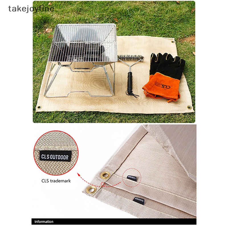 TFTH Outdoor Camping ผ้าทนไฟ BBQ ผ้าห่มไฟฉนวนกันความร้อนทนสารหน่วงไฟไฟเบอร์แก้ว Vary