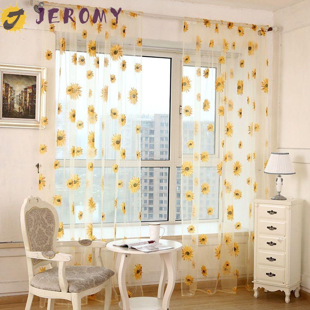 Jeromy ผ้าม่านหน้าต่าง ลายดอกไม้ ดอกทานตะวัน สําหรับตกแต่งบ้าน ห้อง
