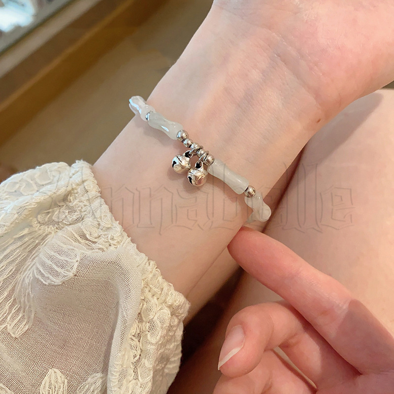 เครื่องประดับ สร้อยข้อมือ ประดับกระดิ่งคริสตัลเทียม สามารถปรับได้ เหมาะกับของขวัญวันเกิด สไตล์จีน สําหรับผู้หญิง