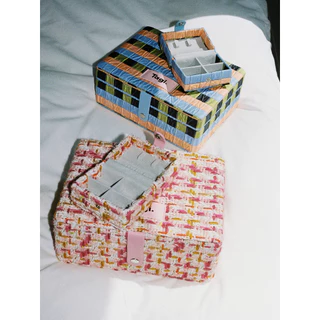 Tagi. Jewelry Storage Box Double Layer กล่องเก็บของ กล่องของขวัญ ของขวัญวันเกิด ถักผลไม้ลายจุด