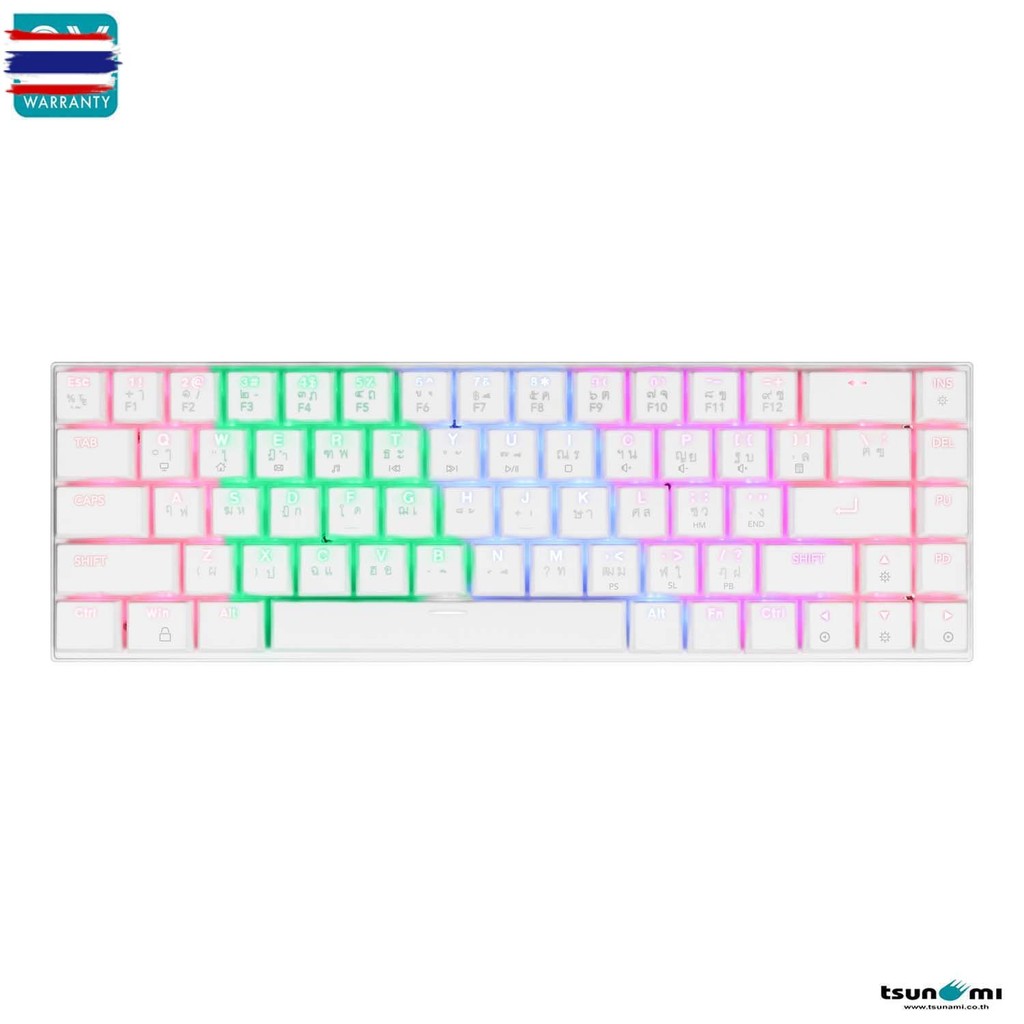 ล้าง สต๊อก คีย์อร์ดเกมมิ่ง Tsunami Outemu Low-Profile MKS-68 RGB Compact Keyboard รัประกันสินค้า 2 y