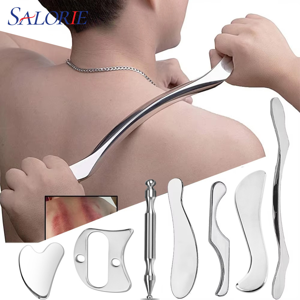 สแตนเลส Gua Sha Scraper กายภาพบําบัด Fascia มีด Myofascial Release IASTM เครื่องมือกายภาพบําบัดมีด