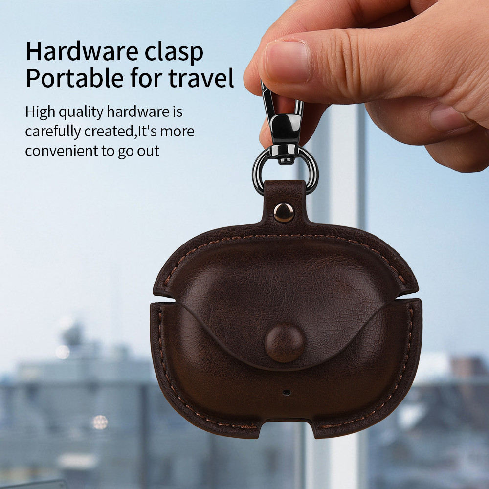 ฝาครอบหนังสําหรับrealme buds T300 กรณีธุรกิจหูฟังสําหรับRealme buds T300 ชุดหูฟังFundaพร้อมตะขอ