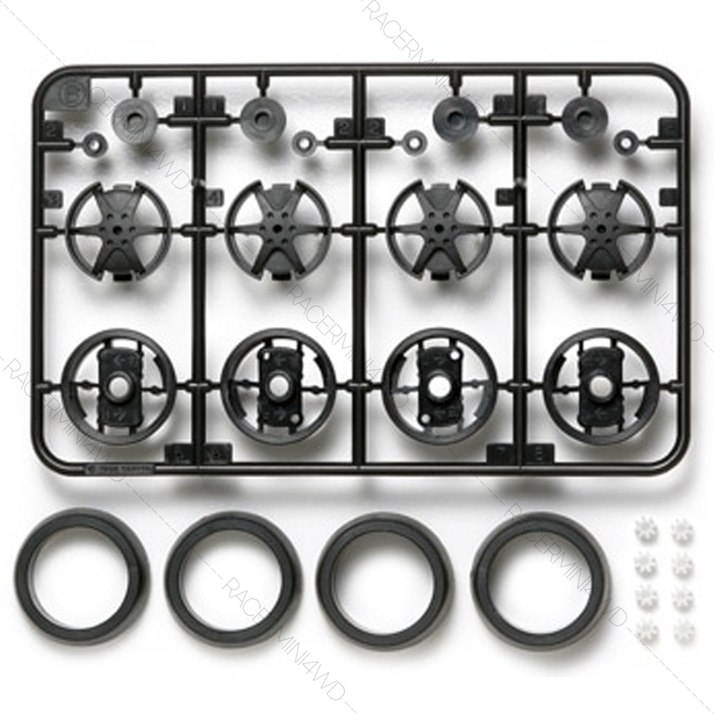 TAMIYA 15444 Super X/XX 31mm Offset Tread Tire & 1-Way Wheel Set