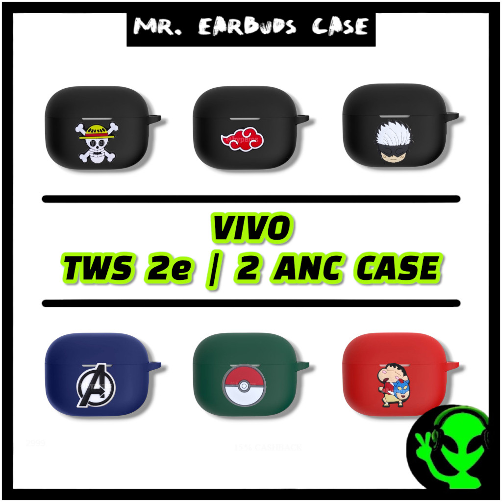 ALIEN STUDIO Vivo Tws 2e Case 3D Style Premium Silicone Case + ปากกาทําความสะอาด + เชือกเส้นเล็ก + พ