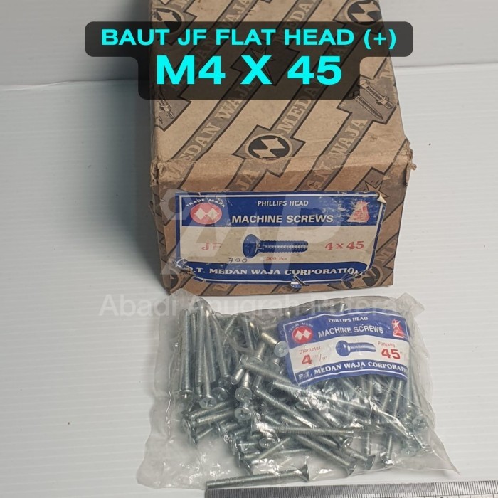 JF M4 x 45 สลักเกลียวหัวแบน ไขควง 4x45 มม. พร้อมเกลียวเต็ม (700 ชิ้น)
