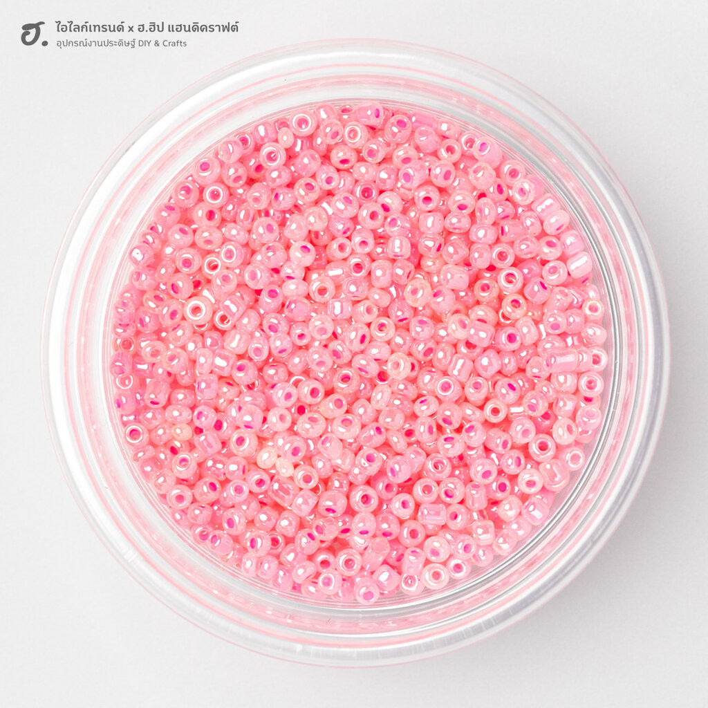 ลูกปัดเม็ดทราย ขนาด 2 มม. สีชมพูมุก Blush Velvet