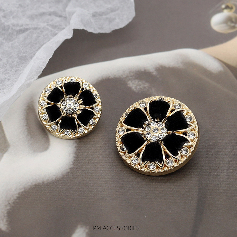 5 ชิ้น 22.5 มิลลิเมตร Rhinestone ดอกไม้ Shope ปุ่มโลหะสําหรับ DIY เสื้อผู้หญิงเสื้อกันหนาวอเนกประสงค์ตกแต่งปุ่ม