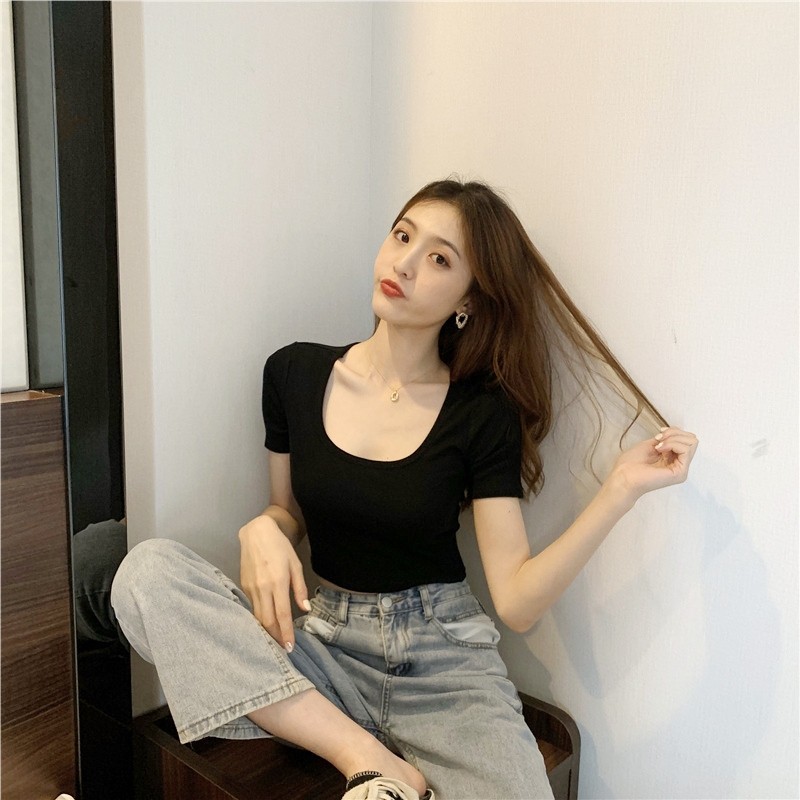 YY81 สินค้าพร้อมส่งจากไทย เสื้อครอปแฟชั่นเกาหลี สีโมโนโทน ทรงสวยใส่ได้ทุกโอกาส มี 8 สี