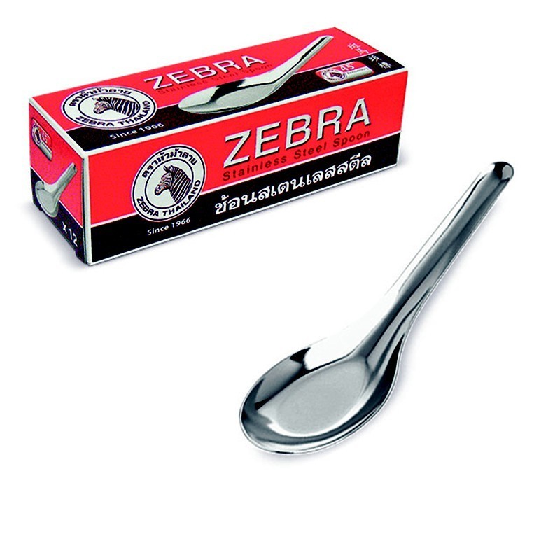 ช้อนม้าลาย ช้อนสั้น สแตนเลส แพ็ค 12 Zebra 0012