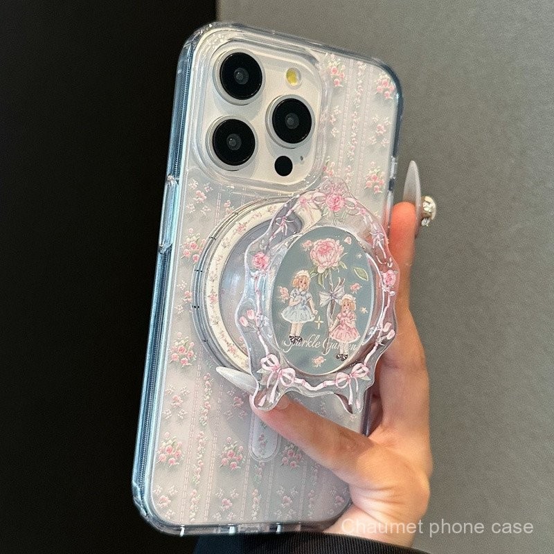 เคสโทรศัพท์แม่เหล็กลายดอกไม้ลูกไม้ Niche สำหรับ iPhone 15/14 Pro Max กันกระแทก 13 กันกระแทก 12/11 รูใหญ่ เคสนุ่ม XR Niche EFJ9