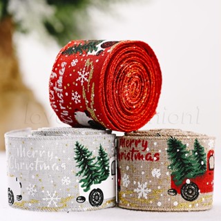 ริบบิ้นผ้า พิมพ์ลายรถยนต์ Merry Christmas Navidad สําหรับตกแต่งต้นคริสต์มาส DIY