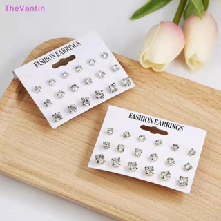 Thevantin แฟชั่น เรียบง่าย 9 คู่ / เซต ผสม ต่างหูสตั๊ด ทรงสี่เหลี่ยม เรขาคณิต ต่างหู สําหรับผู้หญิง ใหม่ คริสตัล พลอยเทียม ต่างหู เครื่องประดับ ของดี