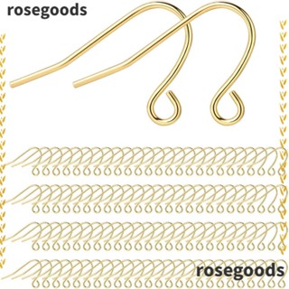 Rosegoods1 ตะขอต่างหู 0.4x0.7 นิ้ว แฮนด์เมด สีเงิน 2 สี สําหรับทําเครื่องประดับ 200 ชิ้น