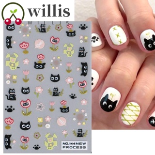 Willis สติกเกอร์ตกแต่งเล็บ ลายการ์ตูนหมี กระต่าย แมว ดาว ดวงจันทร์ DIY