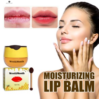 West Month Honey Lip Balm Moisturizing Moisturizing และ Anti Cracking Fades Lip Lines Lip Mask ก่อนแต่งหน้า Lip Mask TECH3