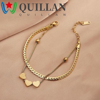 Quillan สร้อยข้อมือผู้หญิง หวาน วินเทจ ฮิปฮอป หรูหรา รูปหัวใจ นางฟ้า แฟชั่น เครื่องประดับ