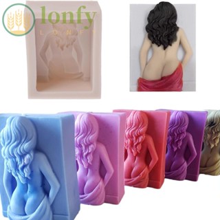 Lonfy แม่พิมพ์ซิลิโคน รูปผู้หญิงเซ็กซี่ ขนาด 8.7*7.5*4.1 ซม. สีชมพู สําหรับทําสบู่