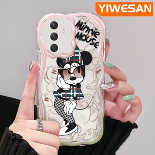 เคสโทรศัพท์มือถือ ซิลิโคนใส กันกระแทก ลายการ์ตูนมินนี่ เวฟบอร์เดอร์ สีครีม สําหรับ Samsung A54 5G A33 5G A34 5G A53 5G A73 5G