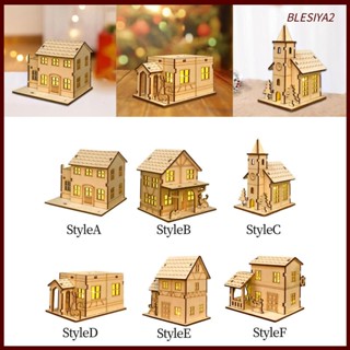 [Blesiya2] บ้านไม้ แบบไม่สําเร็จรูป ใช้แบตเตอรี่ สําหรับตกแต่งบ้าน เทศกาลหมู่บ้าน