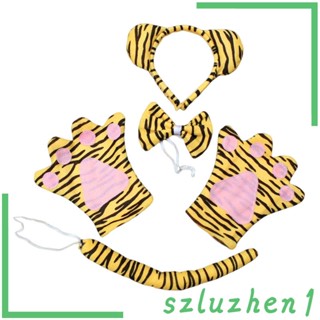 [Szluzhen1] ถุงมือหูสัตว์ หูกระต่าย และหาง สําหรับปาร์ตี้ฮาโลวีน 4 ชิ้น