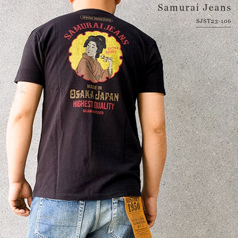 Samurai JEANS ฤดูร้อนพิมพ์เสื้อยืดผ้าฝ้ายแท้คู่ชายสไตล์เดียวกัน