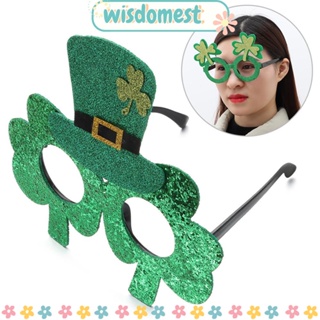 WISDOMEST St Patricks แว่นตากันแดด กรอบแว่นโคลเวอร์ อุปกรณ์ประกอบฉากเซลฟี่ ฉลองเทศกาลวันหยุด