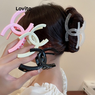 Lovito กิ๊บติดผมลําลอง เรียบง่าย สําหรับผู้หญิง L63AD126 (ปิด สีขาว/ชมพู/ดํา)