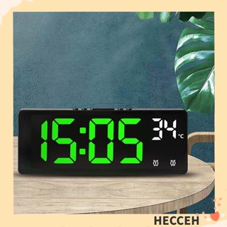 Hecceh นาฬิกาปลุกดิจิทัล LED บอกอุณหภูมิ ปฏิทิน และตัวเลข สําหรับตกแต่งบ้าน