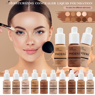 Phoera Face Foundation Base แต่งหน้า Matte Oil Control คอนซีลเลอร์ Full Coverage Liquid Foundation ครีมเครื่องสำอาง TECH3