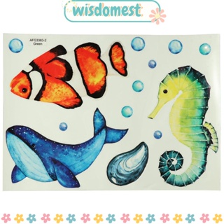 Wisdomest สติกเกอร์ PVC ลายปลาทะเล เรืองแสงในที่มืด กันน้ํา ลอกออกได้ สําหรับตกแต่งห้องน้ําเด็ก