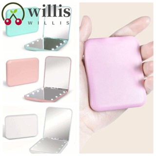 Willis กระจกแต่งหน้า ขนาดเล็ก พับได้ สองด้าน พร้อมไฟ LED 1X 3x สําหรับของขวัญ