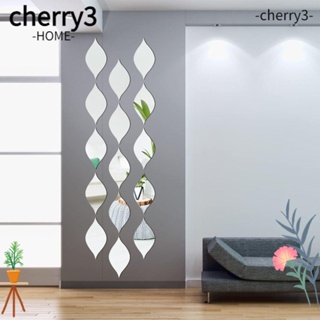 Cherry3 สติกเกอร์กระจกอะคริลิค รูปหยดน้ํา ลอกออกได้ สําหรับติดตกแต่งผนังบ้าน ห้องนั่งเล่น DIY