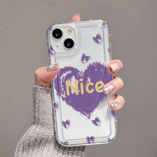 สีม่วง Lucky Love ดอกไม้สีฟ้า เคสไอโฟน Compatible for iPhone 11 14 13 12 15 Pro Max 7 8 SE XR 11Pro 14 15 Plus X XS max