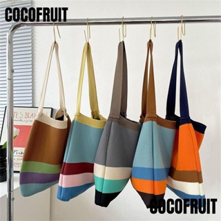 Cocofruit กระเป๋าถือ กระเป๋าสะพายไหล่ กระเป๋าช้อปปิ้ง ลายทาง ใช้ซ้ําได้