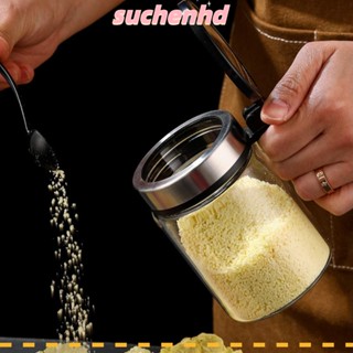 Suchenhd หม้อปรุงรส โหลเก็บเครื่องปรุง สเตนเลส ช้อน แก้ว ทนความร้อนสูง ชามน้ําตาล ครัว