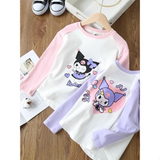 Spring and autumn cartoon German velvet blouse girls shoulder-sleeved T-shirts big childrens long-sleeved loose bottomed shirts girls autumn and winter